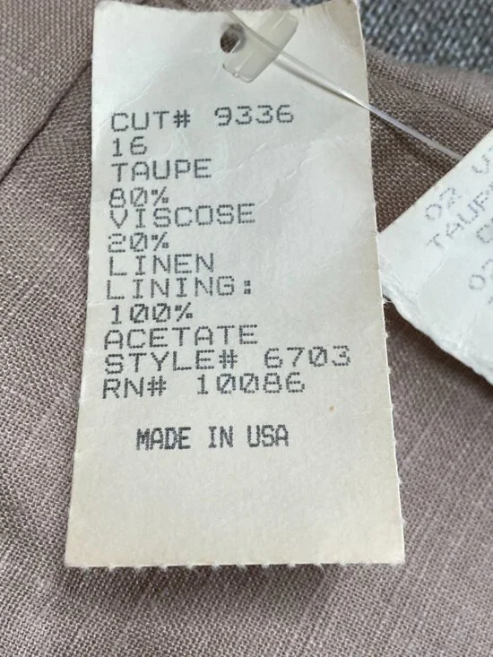 Vintage Cross Country Midi A-Line Skirt Women's 16 Taupe Linen Blend VTG USA NWT - Picture 6 of 11